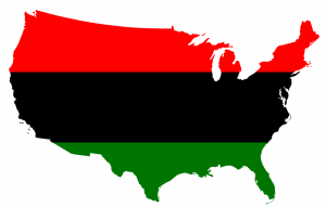 African-American History 365 | African-American Flag Superimposed Over a Map of the United States